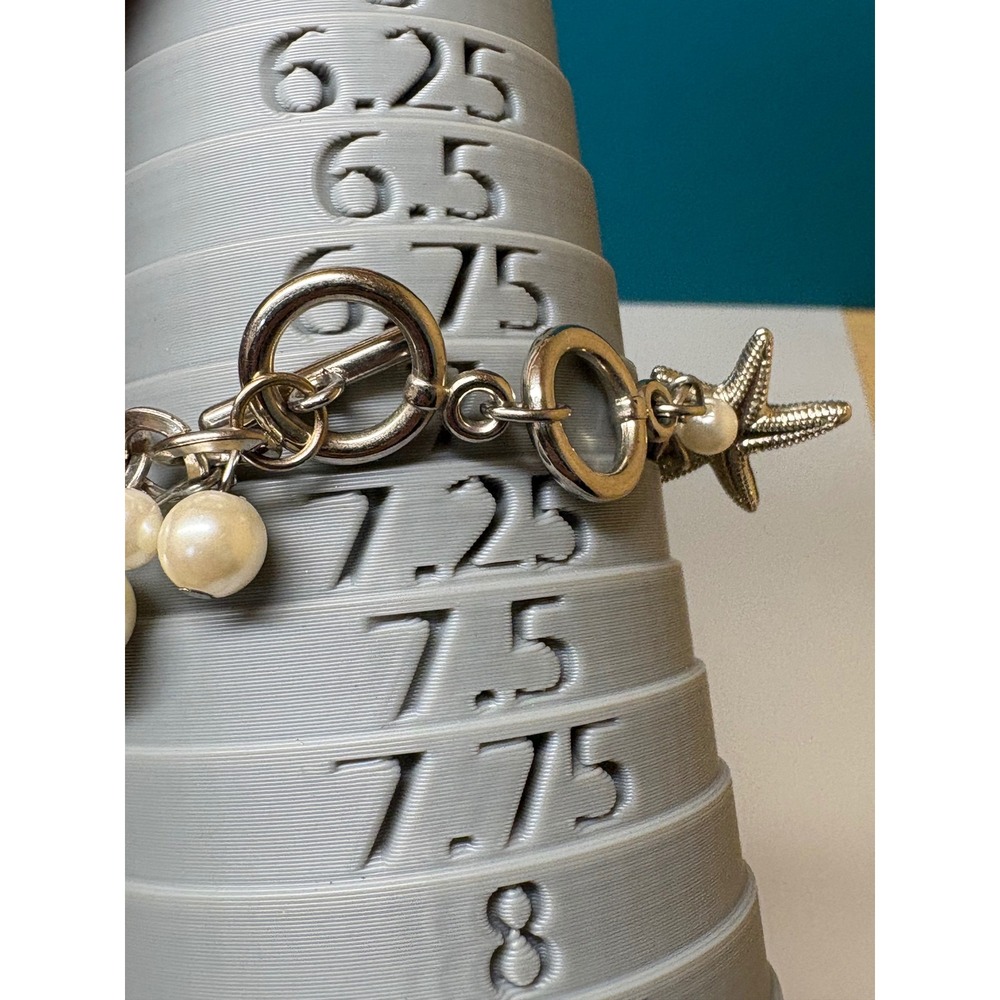 Nautical Starfish Shell Pearl Charm Bracelet and Starfish Dangle Earrings Set - Picture 8 of 9